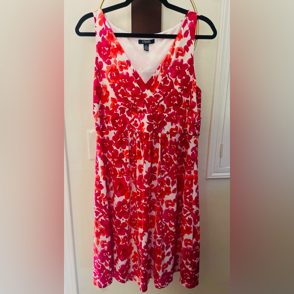 Chaps Pink & White Subtle Pattern Dress